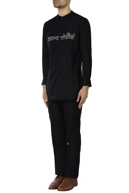 Buy_Diyarajvvir_Black Shirting Embroidered _Online_at_Aza_Fashions
