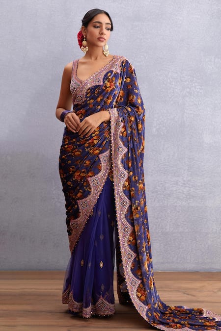 Buy_Torani_Purple Velvet, Pure Cotton Silk Jamuni Guldabri Saree _Online_at_Aza_Fashions