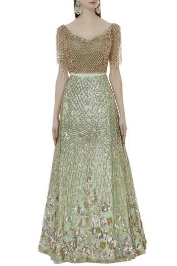 Buy_Suneet Varma_Green Net Embroidered Lehenga Set_Online_at_Aza_Fashions