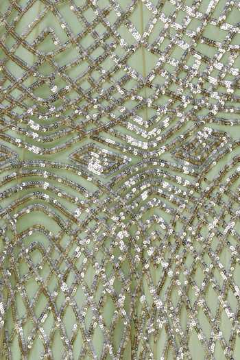 Suneet Varma_Green Net Embroidered Lehenga Set_at_Aza_Fashions