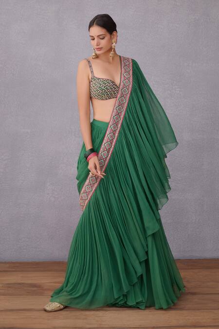 Buy_Torani_Green Silk, Silk Blouse Thin Panna Ikjot With_Online_at_Aza_Fashions