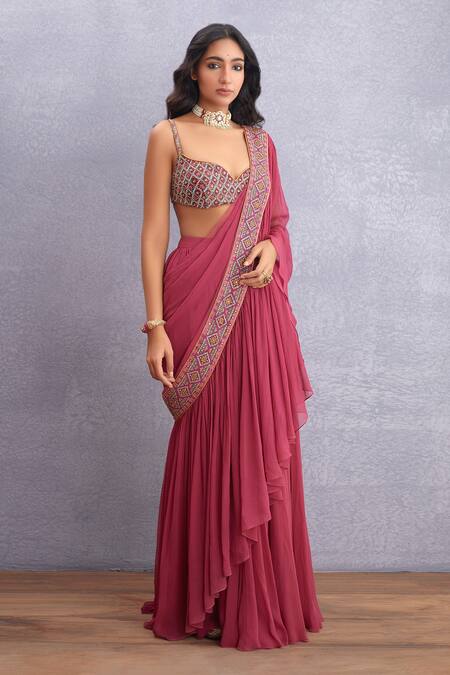 Buy_Torani_Red Silk, Silk Blouse Thin Manika Ikjot With_Online_at_Aza_Fashions