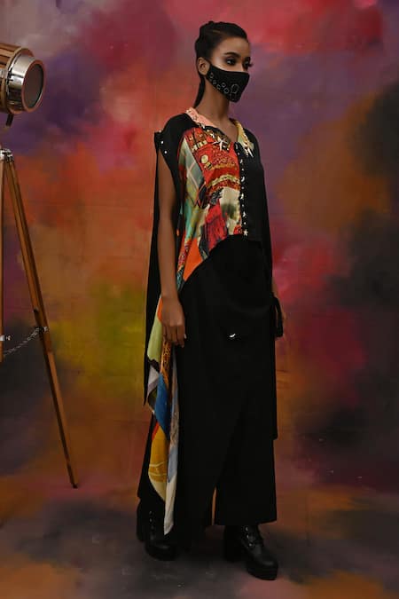 XOXO Apurva Abstract Print Top & Draped Pant Set 