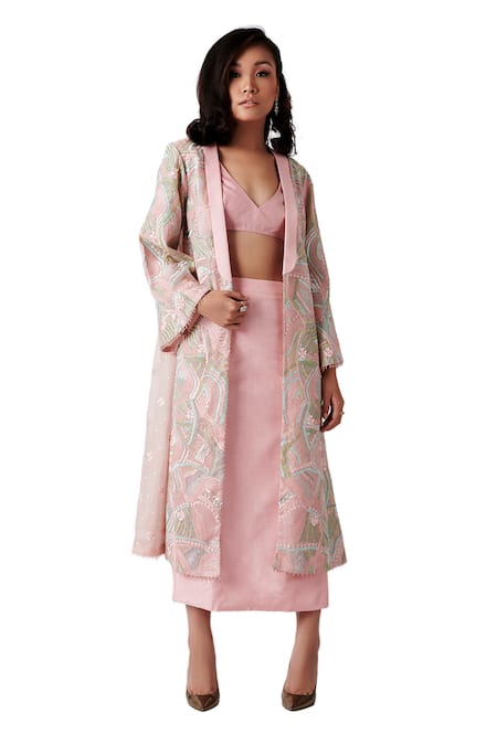 Amaare Embellished Jacket & Skirt Set 