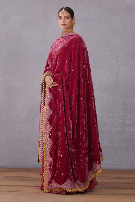 Torani_Red Velvet, Pure Cotton Silk Manika Chakra Doshala_Online_at_Aza_Fashions