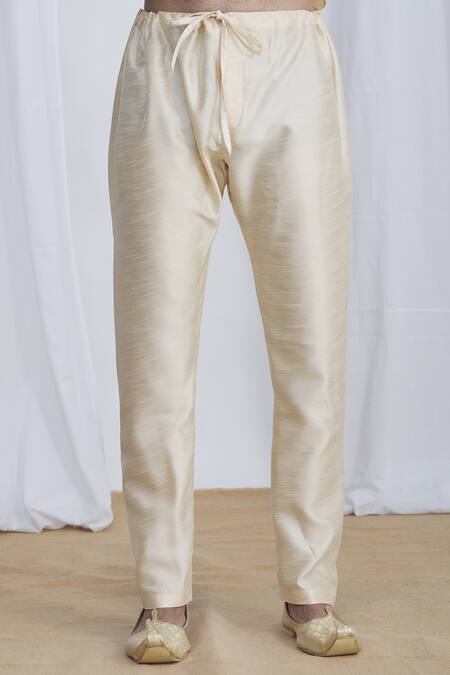 Samyukta Singhania_Green Lining Faux Satin, Pant Dupion Art Silk, Nehru Jacket Banarasi And Set_at_Aza_Fashions