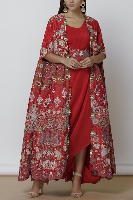 Anamika Khanna Embroidered Cape Skirt Set