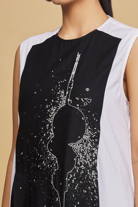 Shop_Nitin Bal Chauhan_Black Round Color Block Printed Dress_Online_at_Aza_Fashions