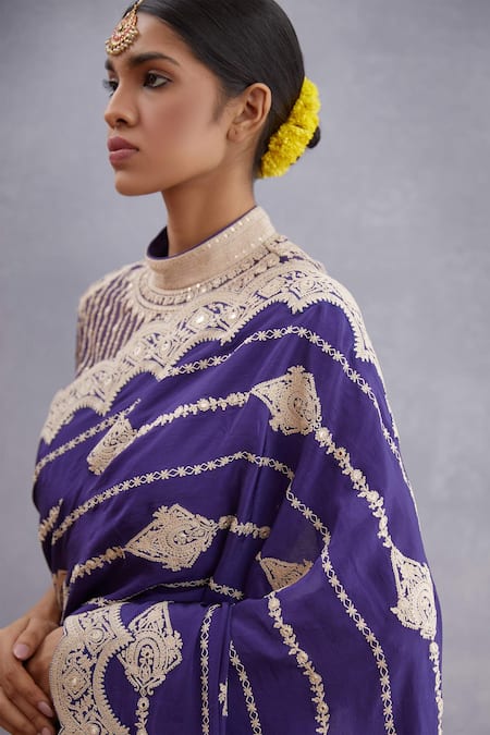Torani_Purple Original Silk Crepe Jamuni Induma Saree  _Online_at_Aza_Fashions