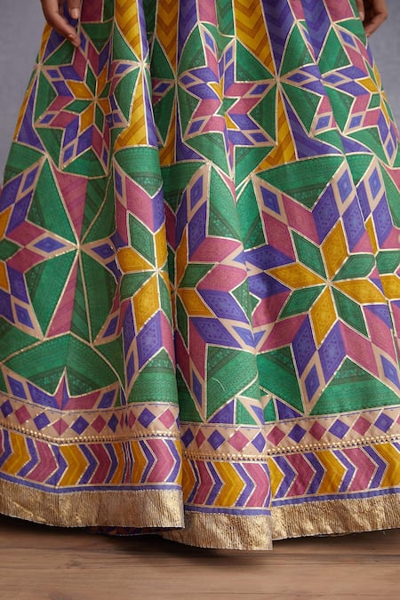 Shop Torani Multi Color Dupion Blouse Handwoven Chanderi, Navratan Shamiyana Bridal Set Online at Aza Fashions Shop_Torani_Multi Color Dupion Blouse Handwoven Chanderi, Navratan Shamiyana Bridal Set _Online_at_Aza_Fashions