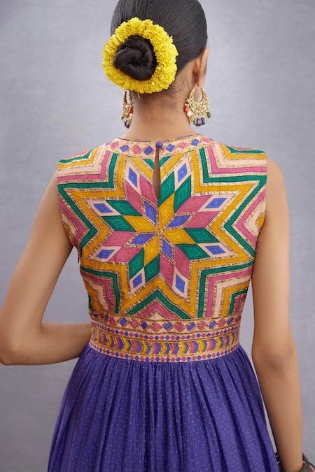 Buy_Torani_Purple Handwoven Chanderi, Original Silk Crepe, Pure Jamuni Shamiyana Gown _Online_at_Aza_Fashions