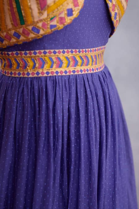 Torani_Purple Handwoven Chanderi, Original Silk Crepe, Pure Jamuni Shamiyana Gown _at_Aza_Fashions