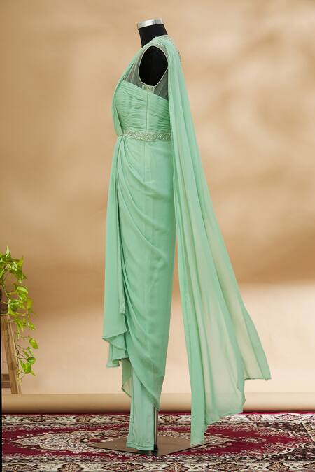 Buy Tarun Tahiliani Blue Draped Kurta And Churidar Set Online at Aza Fashions Buy_Tarun Tahiliani_Blue Draped Kurta And Churidar Set_Online_at_Aza_Fashions