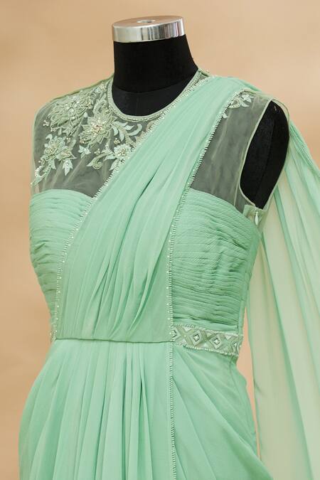 Tarun Tahiliani Blue Draped Kurta And Churidar Set at Aza Fashions Tarun Tahiliani_Blue Draped Kurta And Churidar Set_at_Aza_Fashions