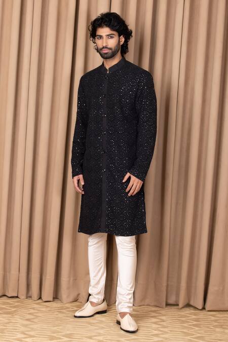 Ankit V Kapoor_Green Cotton, Silk Embroidery Umair Floral Jaal Kurta Set _Online_at_Aza_Fashions
