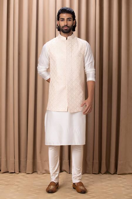 Buy Ankit V Kapoor Peach Georgette, Twill Embroidery, Sequins Thread And Nehru Jacket Online at Aza Fashions Buy_Ankit V Kapoor_Peach Georgette, Twill Embroidery, Sequins Thread And Nehru Jacket _Online_at_Aza_Fashions