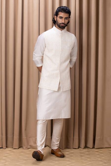 Buy Ankit V Kapoor Ivory Georgette, Cotton, Silk Embroidery Paisley Nehru Jacket Set Online at Aza Fashions Buy_Ankit V Kapoor_Ivory Georgette, Cotton, Silk Embroidery Paisley Nehru Jacket Set _Online_at_Aza_Fashions