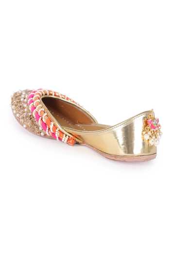 Buy 5elements Gold Bead And Sequin Embellished Juttis Online at Aza Fashions Buy_5elements_Gold Bead And Sequin Embellished Juttis _Online_at_Aza_Fashions