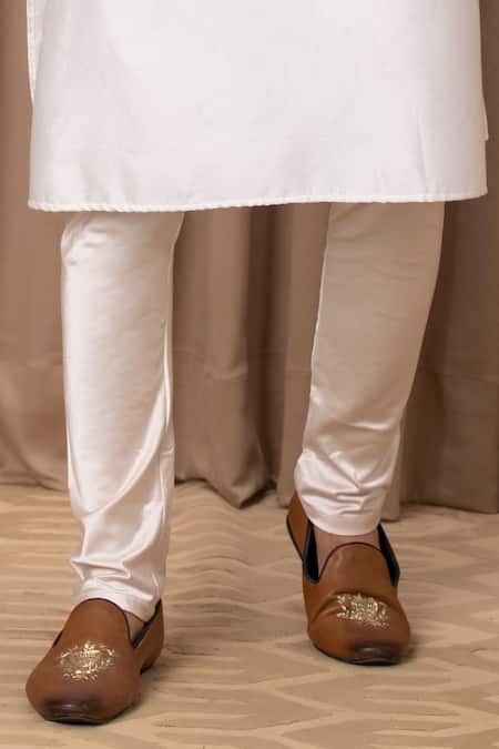 Ankit V Kapoor_Blue Cotton, Silk, Twill, Georgette Embroidery Slate Bundi And Kurta Set _Online_at_Aza_Fashions