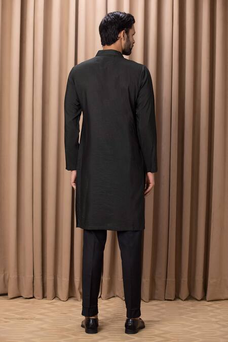 Ankit V Kapoor_Green Georgette, Cotton Embroidery Ranjha Jacket With Kurta Set _at_Aza_Fashions