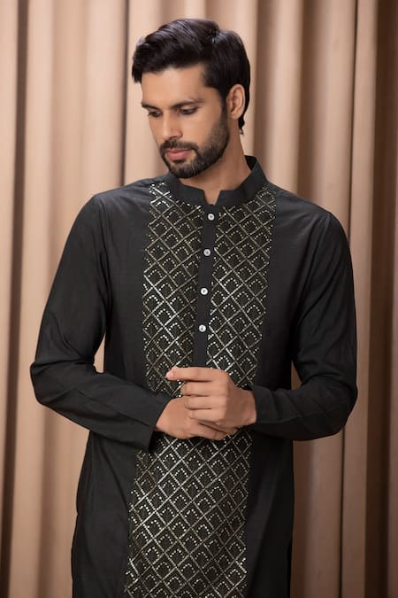 Buy_Ankit V Kapoor_Green Georgette, Cotton Embroidery Ranjha Jacket With Kurta Set 