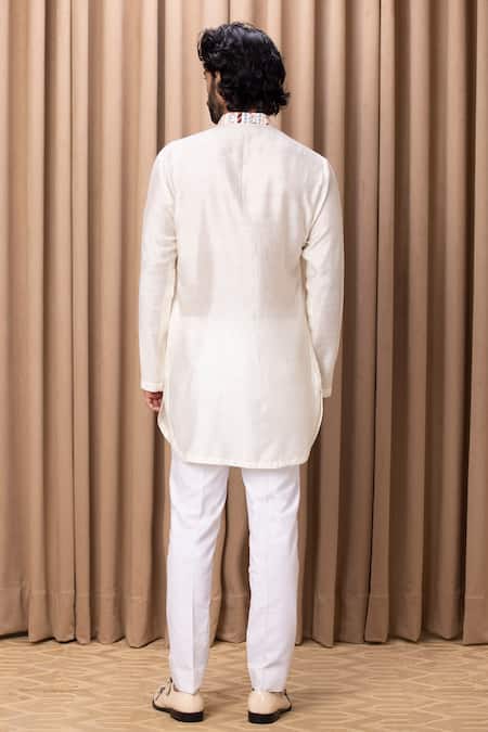 Ankit V Kapoor Off White Cotton, Silk Embroidery Lakeer Floral Print Jacket And Kurta Set at Aza Fashions Ankit V Kapoor_Off White Cotton, Silk Embroidery Lakeer Floral Print Jacket And Kurta Set _at_Aza_Fashions