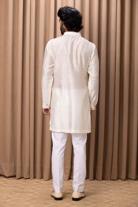 Ankit V Kapoor Off White Cotton, Silk Embroidery Noor Floral Print Jacket And Kurta Set at Aza Fashions Ankit V Kapoor_Off White Cotton, Silk Embroidery Noor Floral Print Jacket And Kurta Set _at_Aza_Fashions