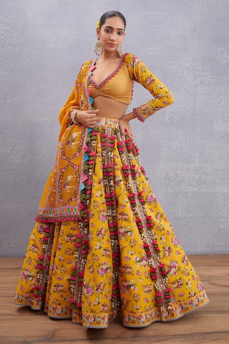 Pink and Yellow Color Combination Designer Lehenga Choli With Dupatta ::  ANOKHI FASHION