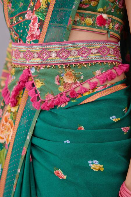 Torani_Green Panna Gulshan Kamarbandh _Online_at_Aza_Fashions