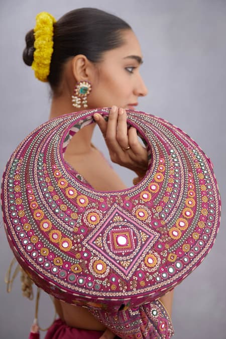 Torani Ruby Red Embroidered Hobo Bag 