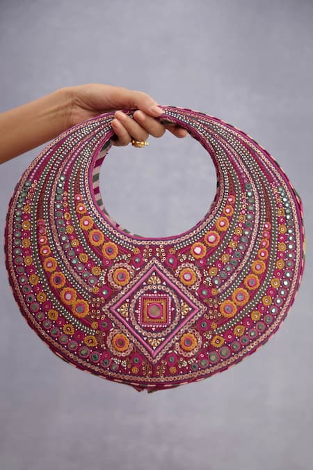 Torani Ruby Red Embroidered Hobo Bag 