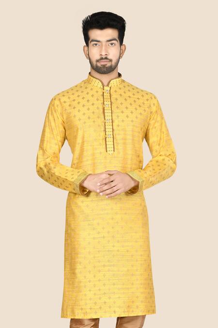 Buy Aryavir Malhotra Yellow Kurta Santom Churidar Dupion Embroidered Set Online at Aza Fashions Buy_Aryavir Malhotra_Yellow Kurta Santom Churidar Dupion Embroidered Set_Online_at_Aza_Fashions