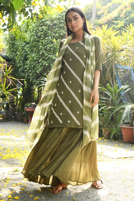 Rekha Agra Layered Long Kurta with Dupatta 