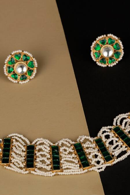 Buy Namasya Gold Plated Pearls, Beads Kundan Choker Set Online at Aza Fashions Buy_Namasya_Gold Plated Pearls, Beads Kundan Choker Set _Online_at_Aza_Fashions
