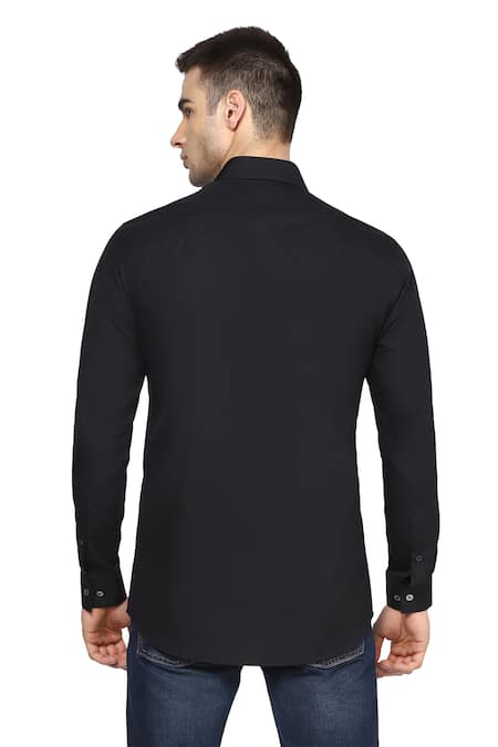 Shop Noonoo Black Giza Cotton Embroidered Shirt at Aza Fashions Shop_Noonoo_Black Giza Cotton Embroidered Shirt _at_Aza_Fashions