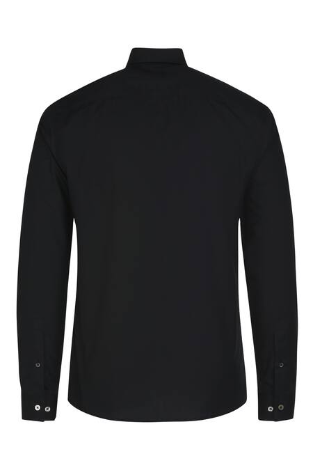 Shop Noonoo Black Giza Cotton Embroidered Shirt Online at Aza Fashions Shop_Noonoo_Black Giza Cotton Embroidered Shirt _Online_at_Aza_Fashions