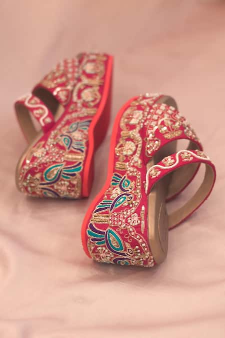 Around Always Naaz Peacock Platform Wedges 