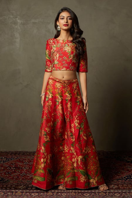 RI.Ritu Kumar Floral Pattern Top & Palazzo Set 