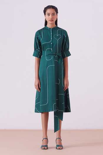 Buy_The Summer House_Green Dinara Printed Midi Dress_Online_at_Aza_Fashions