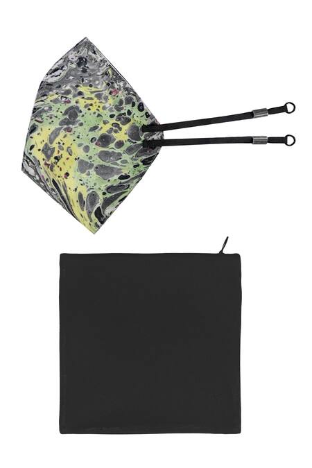 Shop_Limerick By Abirr N' Nanki_Grey Marble Print Mask Single Pc_Online_at_Aza_Fashions