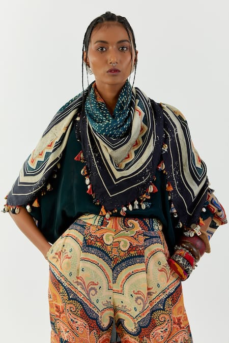 Aseem Kapoor Multi Color Patti Rumal Printed Scarf Online at Aza Fashions Aseem Kapoor_Multi Color Patti Rumal Printed Scarf _Online_at_Aza_Fashions