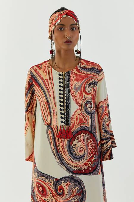 Buy Aseem Kapoor White Crepe Sequins, Beads Round Neck Mitra Printed Kurta And Trouser Set Online at Aza Fashions Buy_Aseem Kapoor_White Crepe Sequins, Beads Round Neck Mitra Printed Kurta And Trouser Set_Online_at_Aza_Fashions