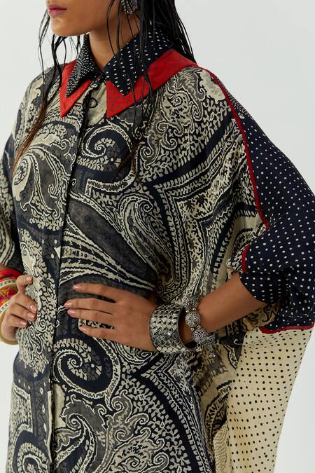 Buy Aseem Kapoor Black Sharara- Mulmul, Shirt-natural Crepe Mandala Shirt Collar And Printed Set Online at Aza Fashions Buy_Aseem Kapoor_Black Sharara- Mulmul, Shirt-natural Crepe Mandala Shirt Collar And Printed Set_Online_at_Aza_Fashions