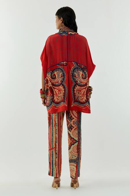 Buy Aseem Kapoor Red Natural Crepe Mandala Shirt Collar And Printed Pant Set Online at Aza Fashions Buy_Aseem Kapoor_Red Natural Crepe Mandala Shirt Collar And Printed Pant Set_Online_at_Aza_Fashions