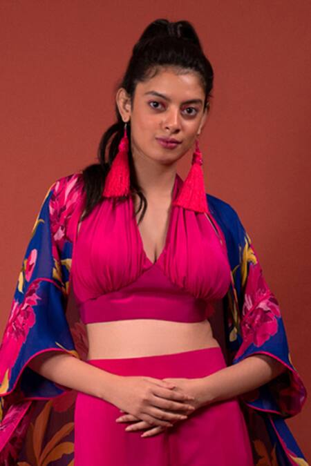 Buy Rimi Nayak Pink Plunge Neck Halter Bralette Online at Aza Fashions Buy_Rimi Nayak_Pink Plunge Neck Halter Bralette _Online_at_Aza_Fashions