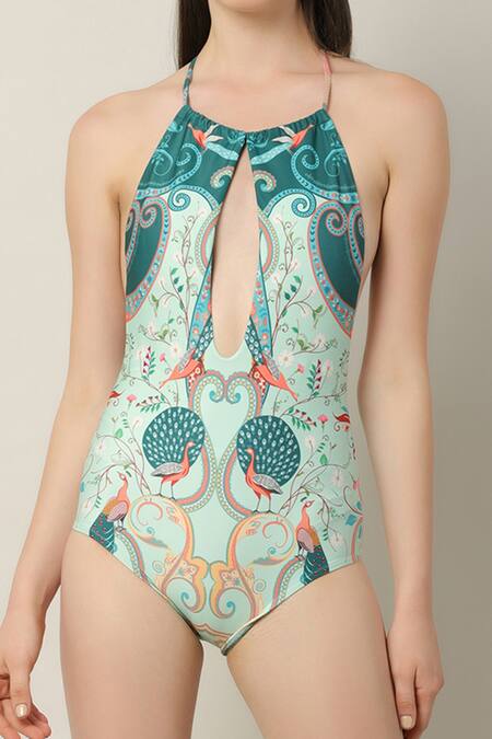 Buy Limerick By Abirr N' Nanki Multi Color Polyester, Spandex Halter Neck Theo Monokini Online at Aza Fashions Buy_Limerick By Abirr N' Nanki_Multi Color Polyester, Spandex Halter Neck Theo Monokini _Online_at_Aza_Fashions