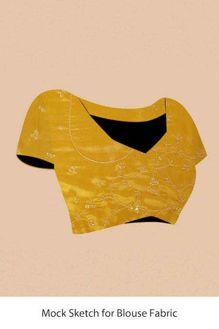 Shop Two Sisters By Gyans Yellow Chiffon Ombre Border Embroidered Saree With Unstitched Blouse Fabric Shop_Two Sisters By Gyans_Yellow Chiffon Ombre Border Embroidered Saree With Unstitched Blouse Fabric