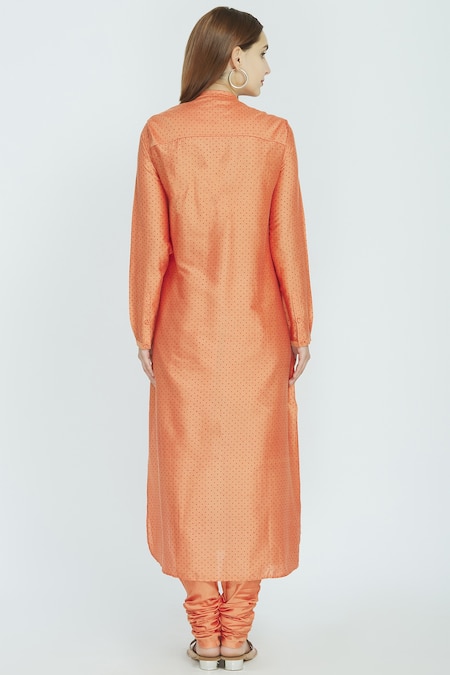 Shop Rajesh Pratap Singh Orange Printed Kurta Set at Aza Fashions Shop_Rajesh Pratap Singh_Orange Printed Kurta Set_at_Aza_Fashions