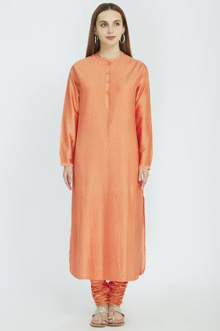 Rajesh Pratap Singh Orange Printed Kurta Set Online at Aza Fashions Rajesh Pratap Singh_Orange Printed Kurta Set_Online_at_Aza_Fashions