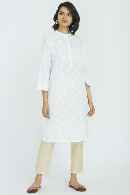 Rajesh Pratap Singh White Embroidered Kurta
